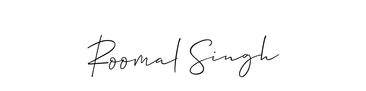 Allison_Script is a professional signature style that is perfect for those who want to add a touch of class to their signature. It is also a great choice for those who want to make their signature more unique. Get Roomal Singh name to fancy signature for free. Roomal Singh signature style 2 images and pictures png