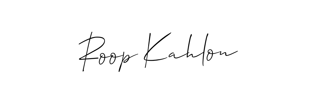Roop Kahlon stylish signature style. Best Handwritten Sign (Allison_Script) for my name. Handwritten Signature Collection Ideas for my name Roop Kahlon. Roop Kahlon signature style 2 images and pictures png