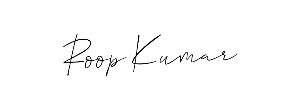 Allison_Script is a professional signature style that is perfect for those who want to add a touch of class to their signature. It is also a great choice for those who want to make their signature more unique. Get Roop Kumar name to fancy signature for free. Roop Kumar signature style 2 images and pictures png