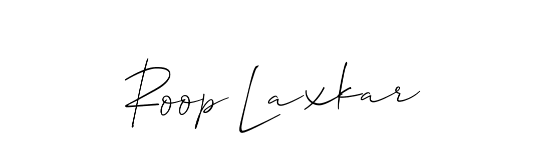 if you are searching for the best signature style for your name Roop Laxkar. so please give up your signature search. here we have designed multiple signature styles  using Allison_Script. Roop Laxkar signature style 2 images and pictures png