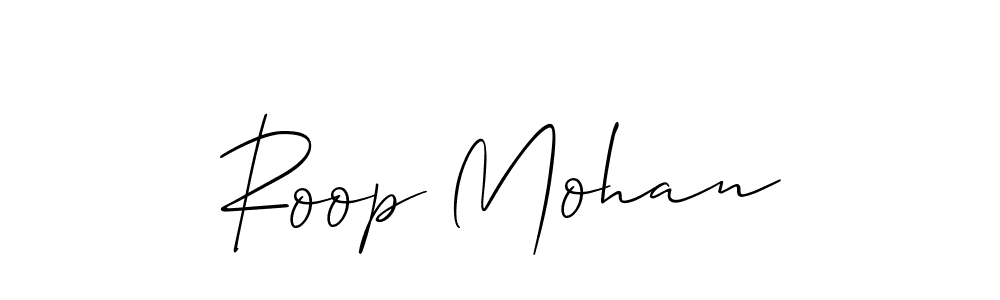 Make a beautiful signature design for name Roop Mohan. With this signature (Allison_Script) style, you can create a handwritten signature for free. Roop Mohan signature style 2 images and pictures png