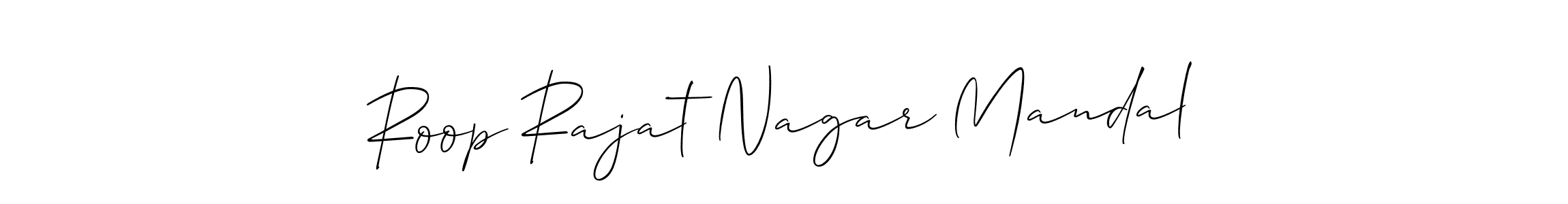 You should practise on your own different ways (Allison_Script) to write your name (Roop Rajat Nagar Mandal) in signature. don't let someone else do it for you. Roop Rajat Nagar Mandal signature style 2 images and pictures png