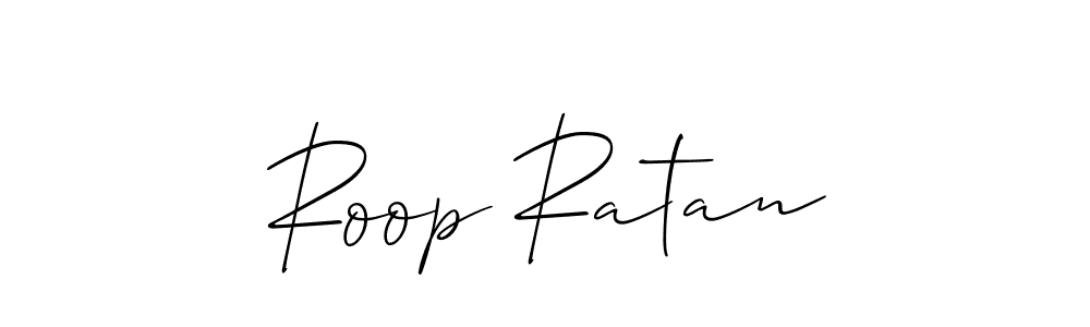 How to make Roop Ratan name signature. Use Allison_Script style for creating short signs online. This is the latest handwritten sign. Roop Ratan signature style 2 images and pictures png