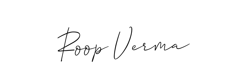 Roop Verma stylish signature style. Best Handwritten Sign (Allison_Script) for my name. Handwritten Signature Collection Ideas for my name Roop Verma. Roop Verma signature style 2 images and pictures png