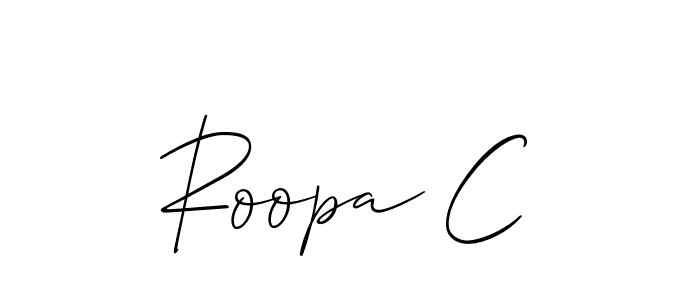 Design your own signature with our free online signature maker. With this signature software, you can create a handwritten (Allison_Script) signature for name Roopa C. Roopa C signature style 2 images and pictures png