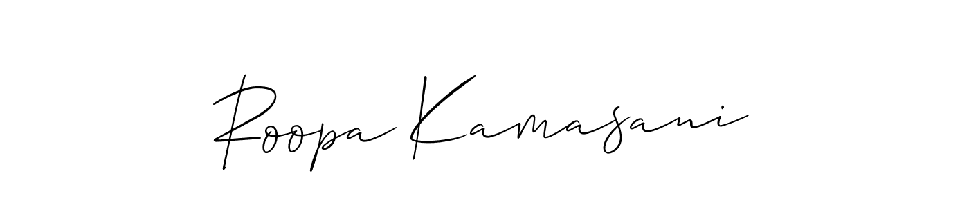 Make a short Roopa Kamasani signature style. Manage your documents anywhere anytime using Allison_Script. Create and add eSignatures, submit forms, share and send files easily. Roopa Kamasani signature style 2 images and pictures png