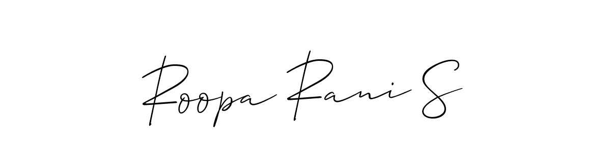 Make a beautiful signature design for name Roopa Rani S. With this signature (Allison_Script) style, you can create a handwritten signature for free. Roopa Rani S signature style 2 images and pictures png