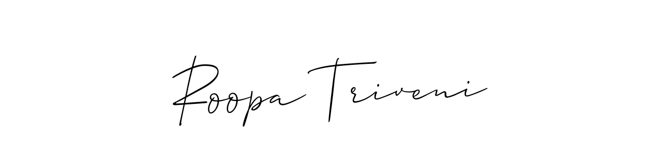 Similarly Allison_Script is the best handwritten signature design. Signature creator online .You can use it as an online autograph creator for name Roopa Triveni. Roopa Triveni signature style 2 images and pictures png