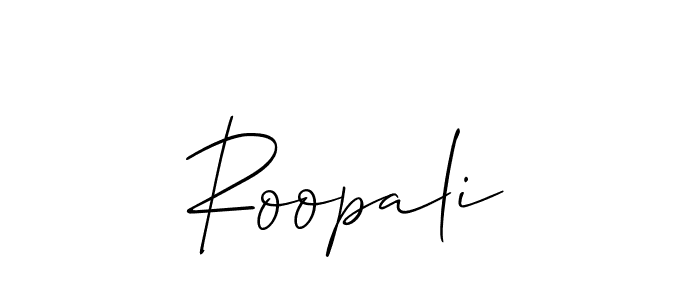 Use a signature maker to create a handwritten signature online. With this signature software, you can design (Allison_Script) your own signature for name Roopali. Roopali signature style 2 images and pictures png