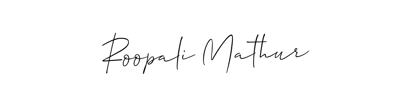 The best way (Allison_Script) to make a short signature is to pick only two or three words in your name. The name Roopali Mathur include a total of six letters. For converting this name. Roopali Mathur signature style 2 images and pictures png