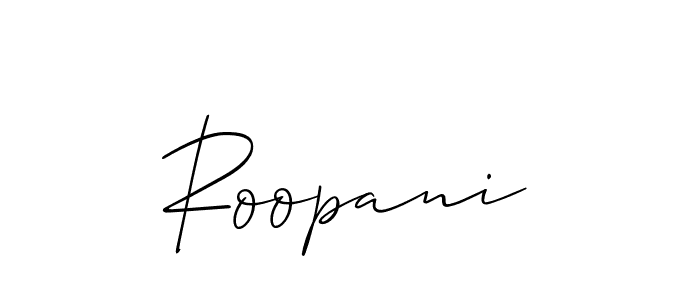 Make a beautiful signature design for name Roopani. With this signature (Allison_Script) style, you can create a handwritten signature for free. Roopani signature style 2 images and pictures png