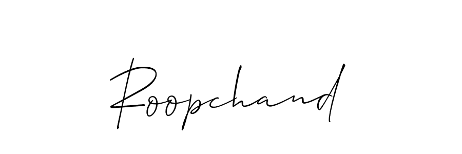 The best way (Allison_Script) to make a short signature is to pick only two or three words in your name. The name Roopchand include a total of six letters. For converting this name. Roopchand signature style 2 images and pictures png