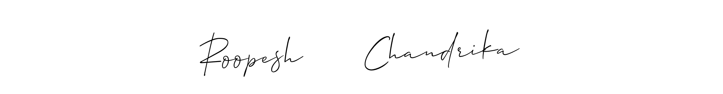 Check out images of Autograph of Roopesh       Chandrika name. Actor Roopesh       Chandrika Signature Style. Allison_Script is a professional sign style online. Roopesh       Chandrika signature style 2 images and pictures png
