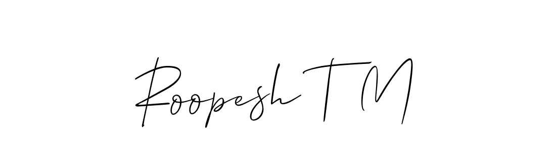 This is the best signature style for the Roopesh T M name. Also you like these signature font (Allison_Script). Mix name signature. Roopesh T M signature style 2 images and pictures png