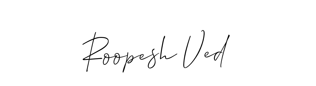 Make a beautiful signature design for name Roopesh Ved. With this signature (Allison_Script) style, you can create a handwritten signature for free. Roopesh Ved signature style 2 images and pictures png