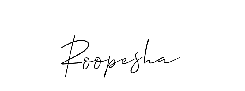 Create a beautiful signature design for name Roopesha. With this signature (Allison_Script) fonts, you can make a handwritten signature for free. Roopesha signature style 2 images and pictures png