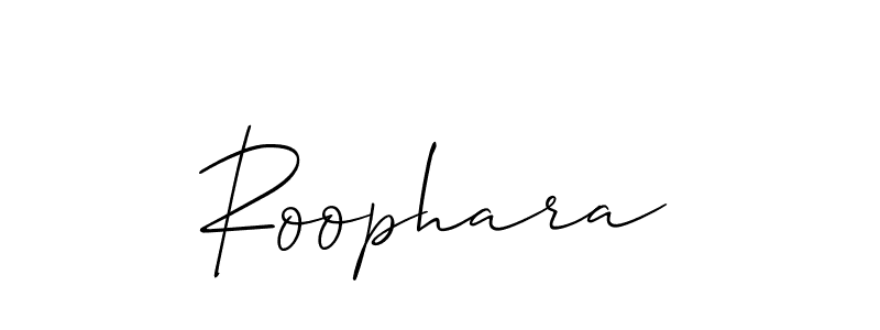 The best way (Allison_Script) to make a short signature is to pick only two or three words in your name. The name Roophara include a total of six letters. For converting this name. Roophara signature style 2 images and pictures png