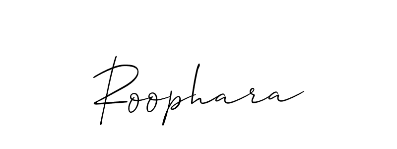 The best way (Allison_Script) to make a short signature is to pick only two or three words in your name. The name Roophara include a total of six letters. For converting this name. Roophara signature style 2 images and pictures png