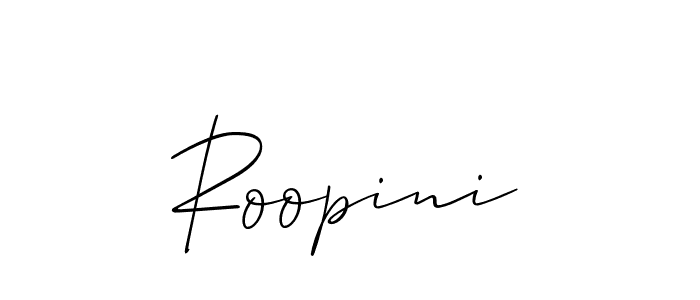 How to make Roopini signature? Allison_Script is a professional autograph style. Create handwritten signature for Roopini name. Roopini signature style 2 images and pictures png