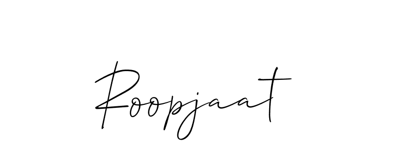Create a beautiful signature design for name Roopjaat. With this signature (Allison_Script) fonts, you can make a handwritten signature for free. Roopjaat signature style 2 images and pictures png