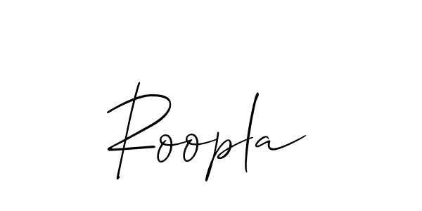 if you are searching for the best signature style for your name Roopla. so please give up your signature search. here we have designed multiple signature styles  using Allison_Script. Roopla signature style 2 images and pictures png