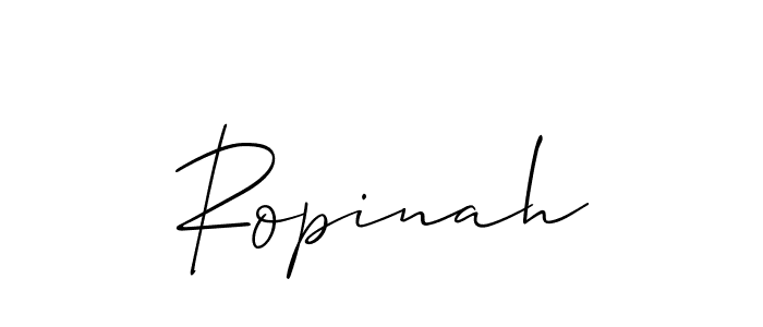 The best way (Allison_Script) to make a short signature is to pick only two or three words in your name. The name Ropinah include a total of six letters. For converting this name. Ropinah signature style 2 images and pictures png