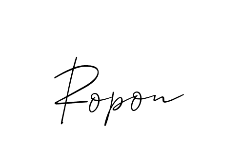 Use a signature maker to create a handwritten signature online. With this signature software, you can design (Allison_Script) your own signature for name Ropon. Ropon signature style 2 images and pictures png