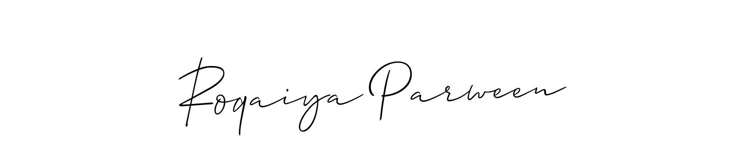 Also You can easily find your signature by using the search form. We will create Roqaiya Parween name handwritten signature images for you free of cost using Allison_Script sign style. Roqaiya Parween signature style 2 images and pictures png