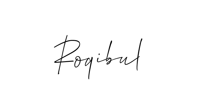 How to make Roqibul signature? Allison_Script is a professional autograph style. Create handwritten signature for Roqibul name. Roqibul signature style 2 images and pictures png