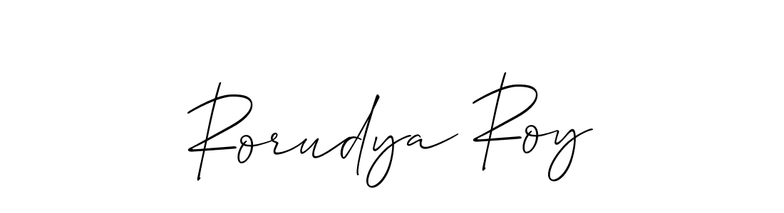 Also You can easily find your signature by using the search form. We will create Rorudya Roy name handwritten signature images for you free of cost using Allison_Script sign style. Rorudya Roy signature style 2 images and pictures png