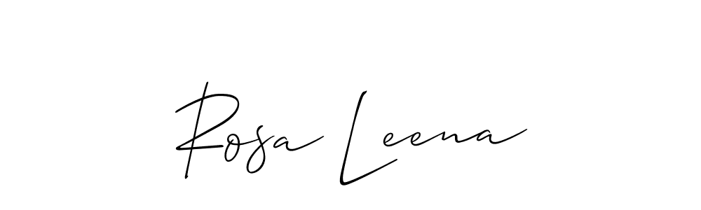 The best way (Allison_Script) to make a short signature is to pick only two or three words in your name. The name Rosa Leena include a total of six letters. For converting this name. Rosa Leena signature style 2 images and pictures png