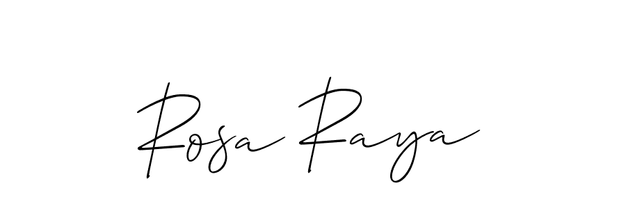 The best way (Allison_Script) to make a short signature is to pick only two or three words in your name. The name Rosa Raya include a total of six letters. For converting this name. Rosa Raya signature style 2 images and pictures png