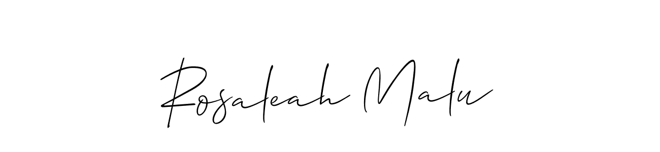 Similarly Allison_Script is the best handwritten signature design. Signature creator online .You can use it as an online autograph creator for name Rosaleah Malu. Rosaleah Malu signature style 2 images and pictures png