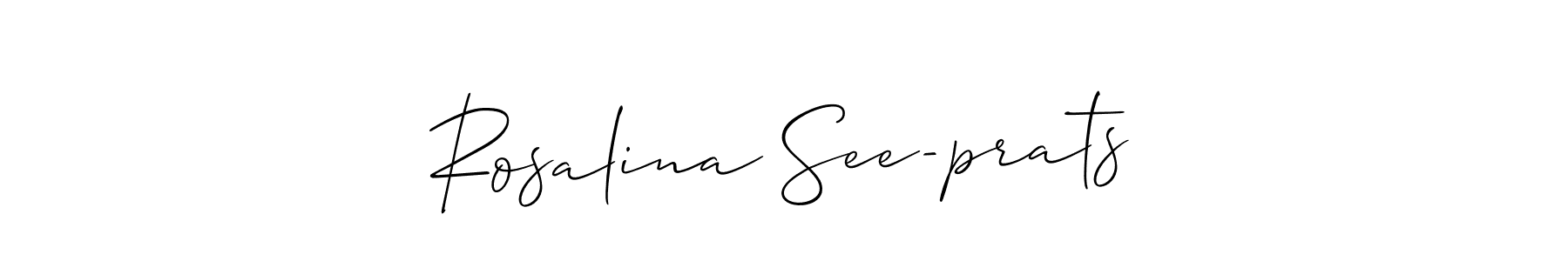 The best way (Allison_Script) to make a short signature is to pick only two or three words in your name. The name Rosalina See-prats include a total of six letters. For converting this name. Rosalina See-prats signature style 2 images and pictures png