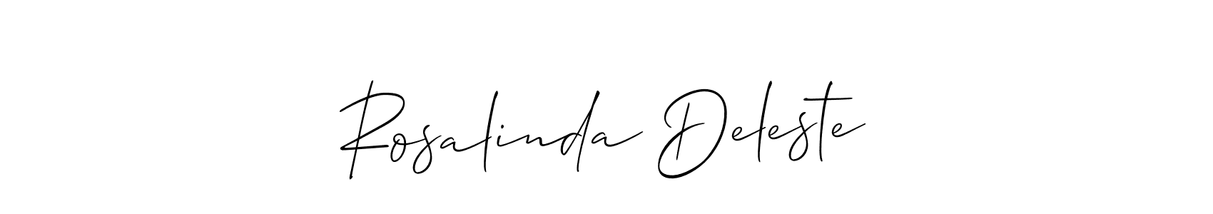 if you are searching for the best signature style for your name Rosalinda Deleste. so please give up your signature search. here we have designed multiple signature styles  using Allison_Script. Rosalinda Deleste signature style 2 images and pictures png