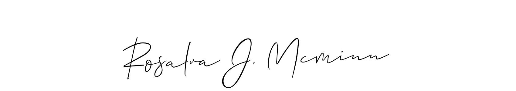 Similarly Allison_Script is the best handwritten signature design. Signature creator online .You can use it as an online autograph creator for name Rosalva J. Mcminn. Rosalva J. Mcminn signature style 2 images and pictures png