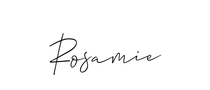 if you are searching for the best signature style for your name Rosamie. so please give up your signature search. here we have designed multiple signature styles  using Allison_Script. Rosamie signature style 2 images and pictures png