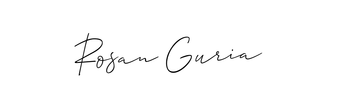 The best way (Allison_Script) to make a short signature is to pick only two or three words in your name. The name Rosan Guria include a total of six letters. For converting this name. Rosan Guria signature style 2 images and pictures png