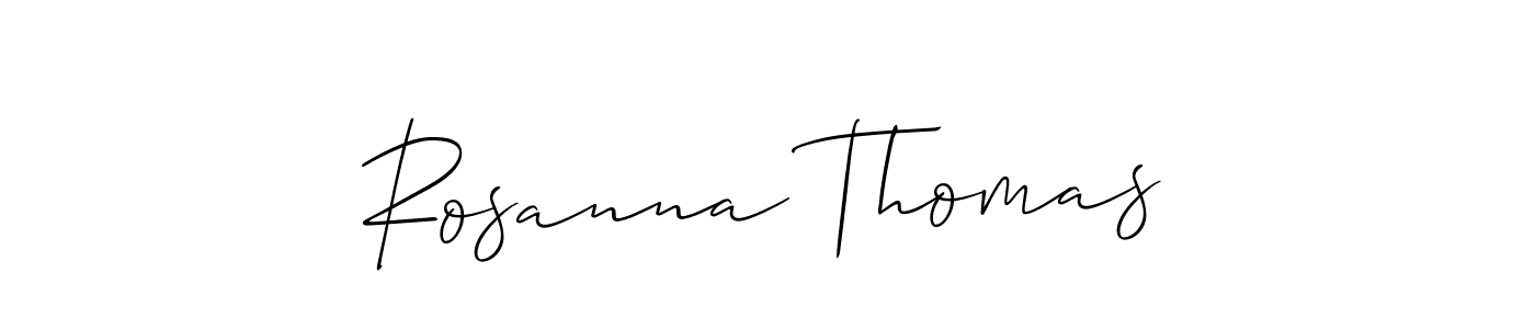 The best way (Allison_Script) to make a short signature is to pick only two or three words in your name. The name Rosanna Thomas include a total of six letters. For converting this name. Rosanna Thomas signature style 2 images and pictures png