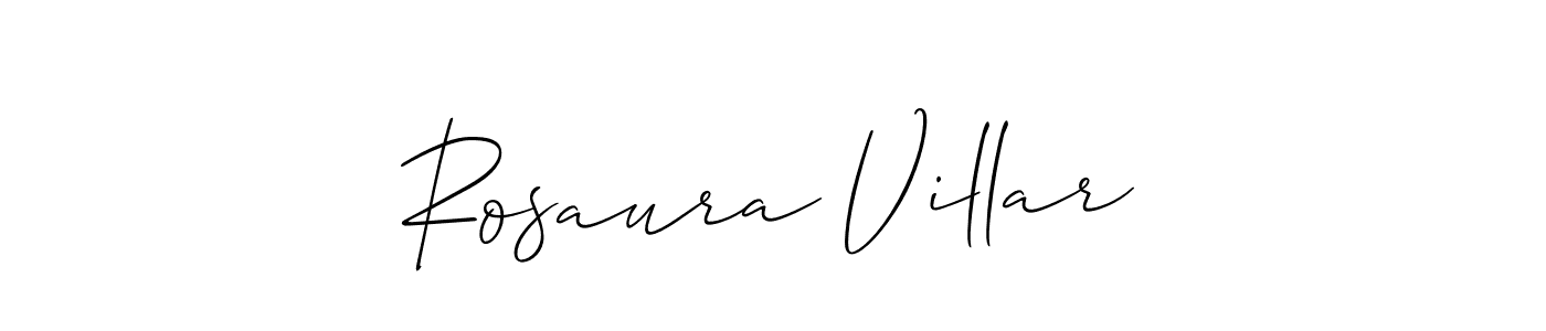 How to make Rosaura Villar name signature. Use Allison_Script style for creating short signs online. This is the latest handwritten sign. Rosaura Villar signature style 2 images and pictures png