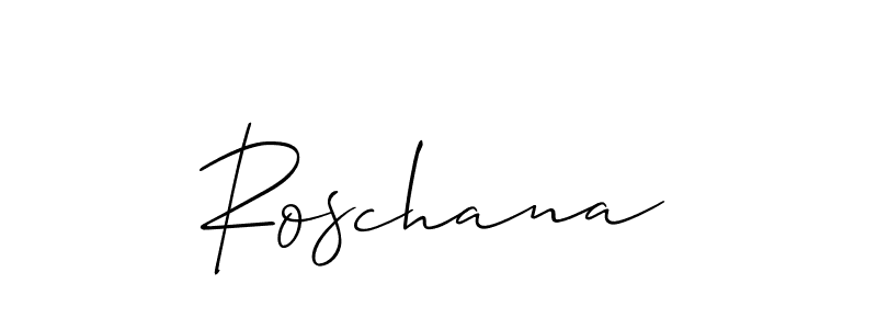 The best way (Allison_Script) to make a short signature is to pick only two or three words in your name. The name Roschana include a total of six letters. For converting this name. Roschana signature style 2 images and pictures png