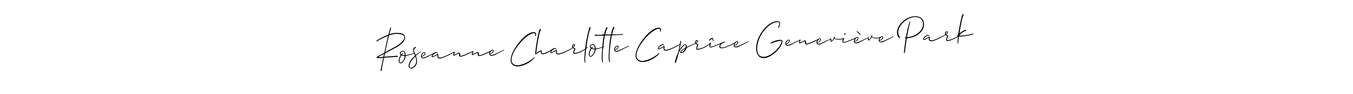 Design your own signature with our free online signature maker. With this signature software, you can create a handwritten (Allison_Script) signature for name Roseanne Charlotte Caprîce Geneviève Park. Roseanne Charlotte Caprîce Geneviève Park signature style 2 images and pictures png