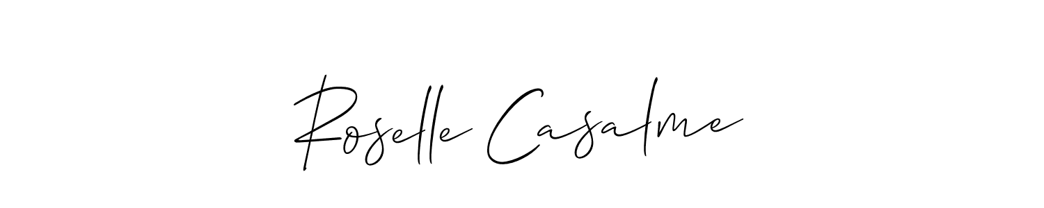 This is the best signature style for the Roselle Casalme name. Also you like these signature font (Allison_Script). Mix name signature. Roselle Casalme signature style 2 images and pictures png