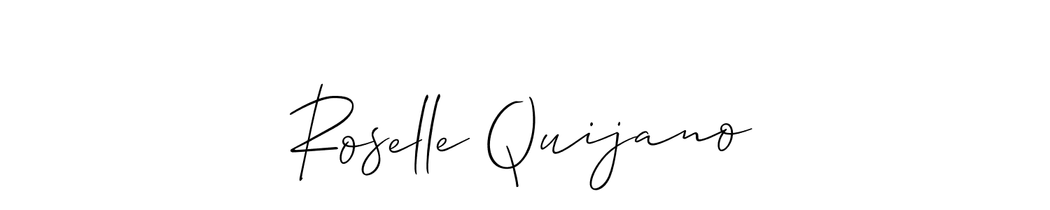 Make a short Roselle Quijano signature style. Manage your documents anywhere anytime using Allison_Script. Create and add eSignatures, submit forms, share and send files easily. Roselle Quijano signature style 2 images and pictures png