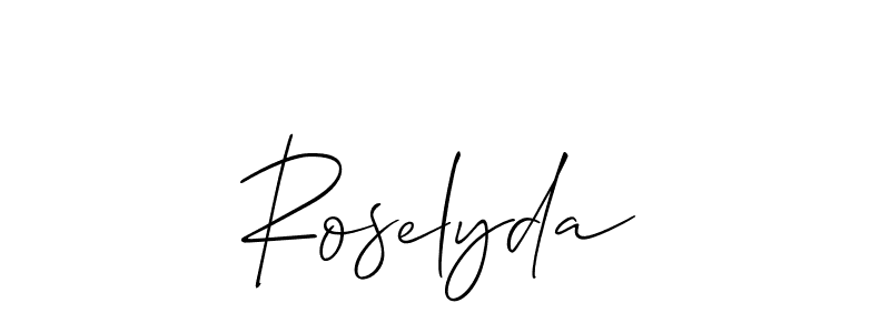 The best way (Allison_Script) to make a short signature is to pick only two or three words in your name. The name Roselyda include a total of six letters. For converting this name. Roselyda signature style 2 images and pictures png