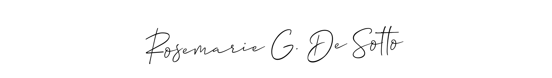 The best way (Allison_Script) to make a short signature is to pick only two or three words in your name. The name Rosemarie G. De Sotto include a total of six letters. For converting this name. Rosemarie G. De Sotto signature style 2 images and pictures png