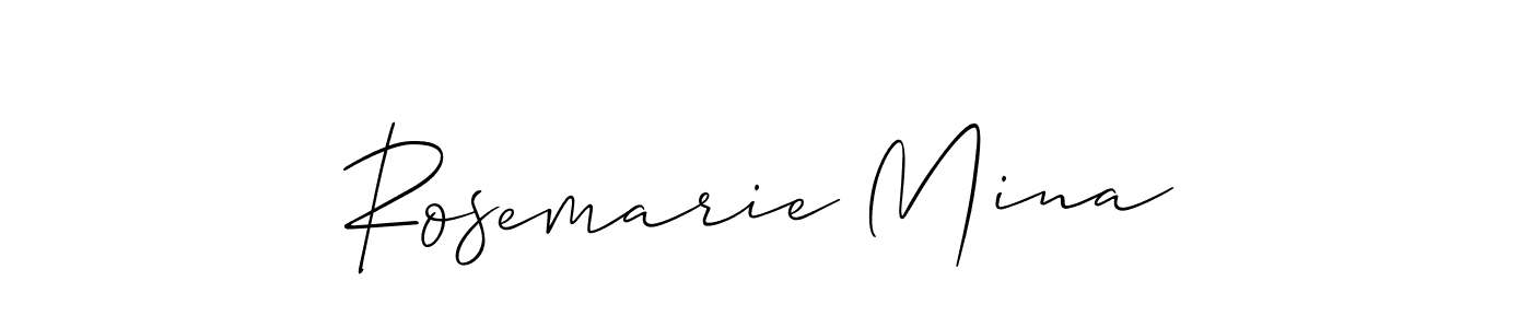 How to make Rosemarie Mina name signature. Use Allison_Script style for creating short signs online. This is the latest handwritten sign. Rosemarie Mina signature style 2 images and pictures png