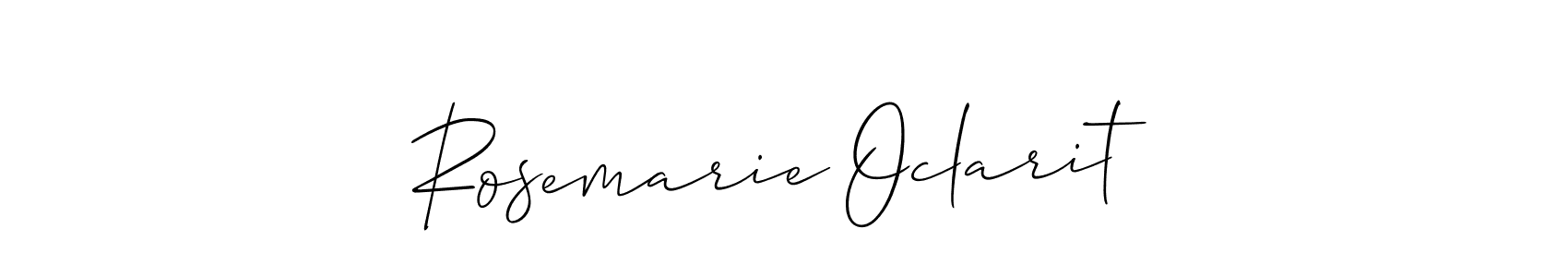 It looks lik you need a new signature style for name Rosemarie Oclarit. Design unique handwritten (Allison_Script) signature with our free signature maker in just a few clicks. Rosemarie Oclarit signature style 2 images and pictures png