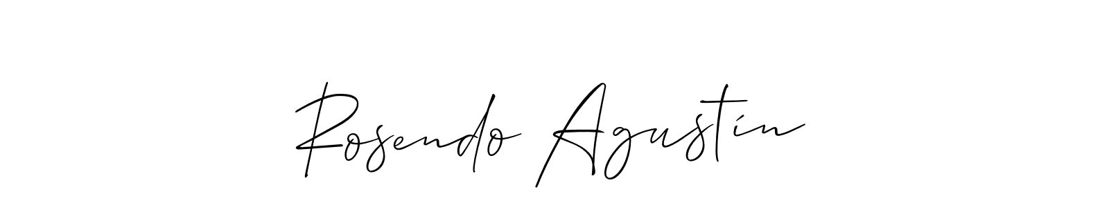 if you are searching for the best signature style for your name Rosendo Agustín. so please give up your signature search. here we have designed multiple signature styles  using Allison_Script. Rosendo Agustín signature style 2 images and pictures png