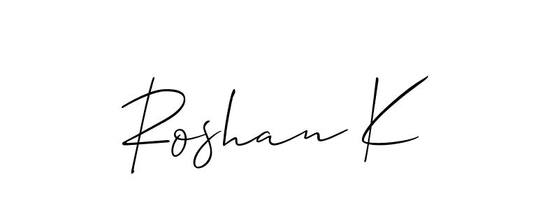 How to Draw Roshan K signature style? Allison_Script is a latest design signature styles for name Roshan K. Roshan K signature style 2 images and pictures png